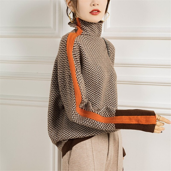 Lena | Rollkragenpullover in Mélange-Strick
