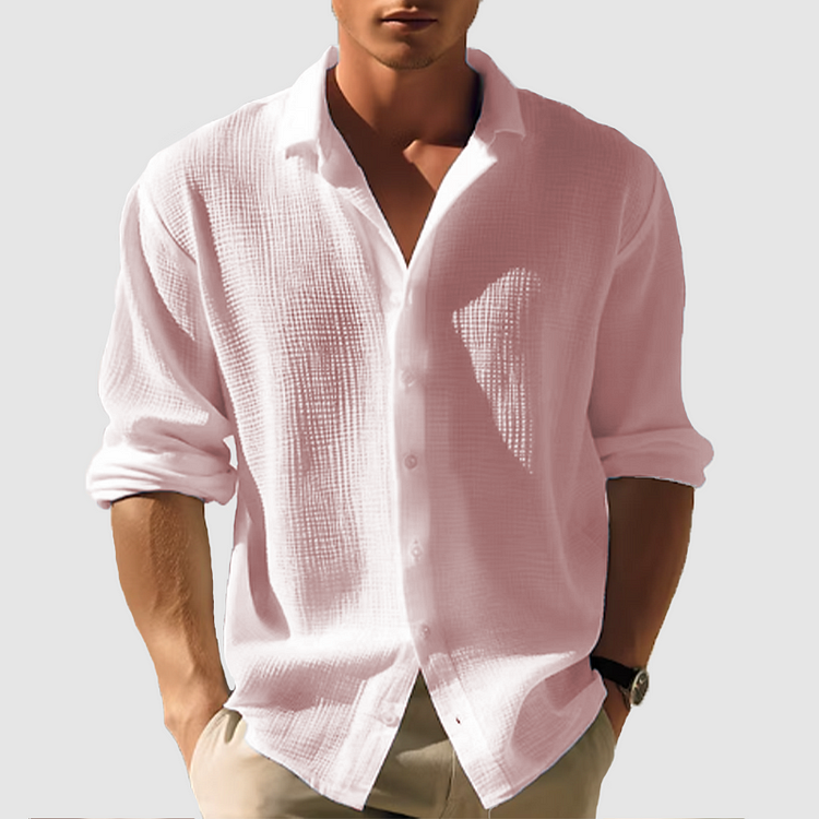 Herren Langarm Knopfleiste Sommer Hemd