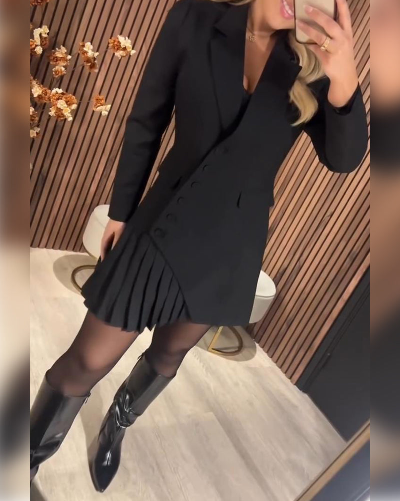 SOFIE™ / EINFARBIGES KLEID MIT REVERSKRAGEN UND TAILENSCHNITT