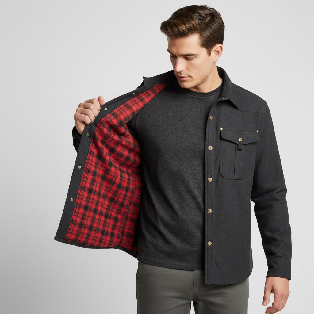 Hemdjacke für Herren mit Druckknöpfen im Workwear-Stil