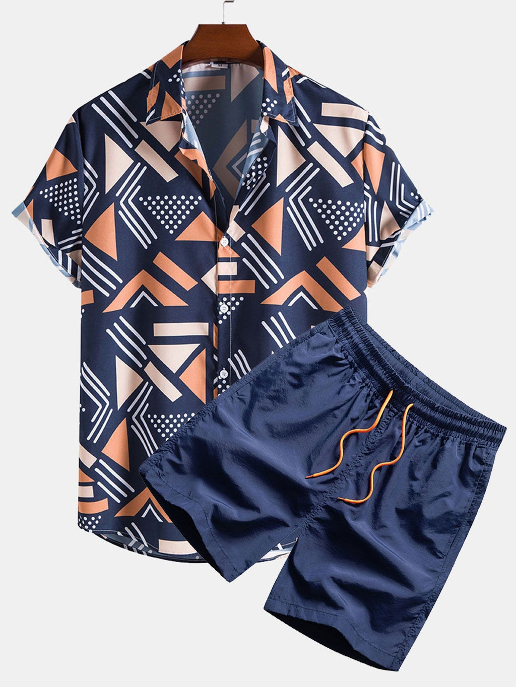 Geometrischer Print Hemd & Schwimmshorts