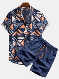 Geometrischer Print Hemd & Schwimmshorts