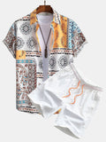 Schal Print Hemden mit Knöpfen & Shorts