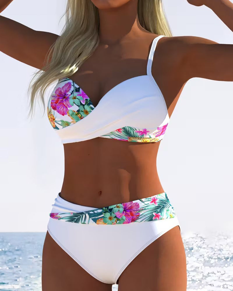 Kontrastierender Gedruckter Bikini-Bralette