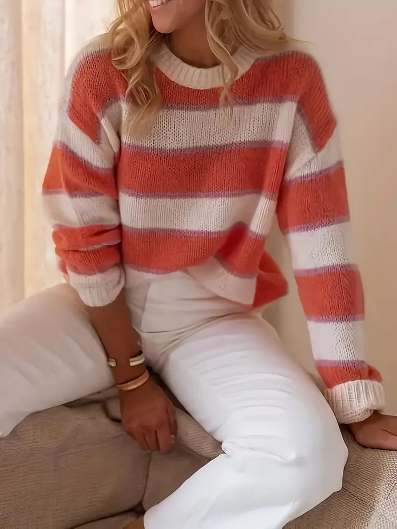 Gigi -Gestreifter Pullover in Blush