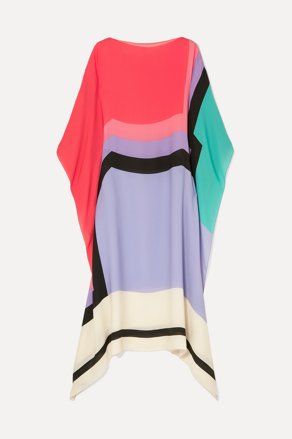 Vivienne | Damen Kaftan Kleid Fledermausärmel Colorblock Maxi