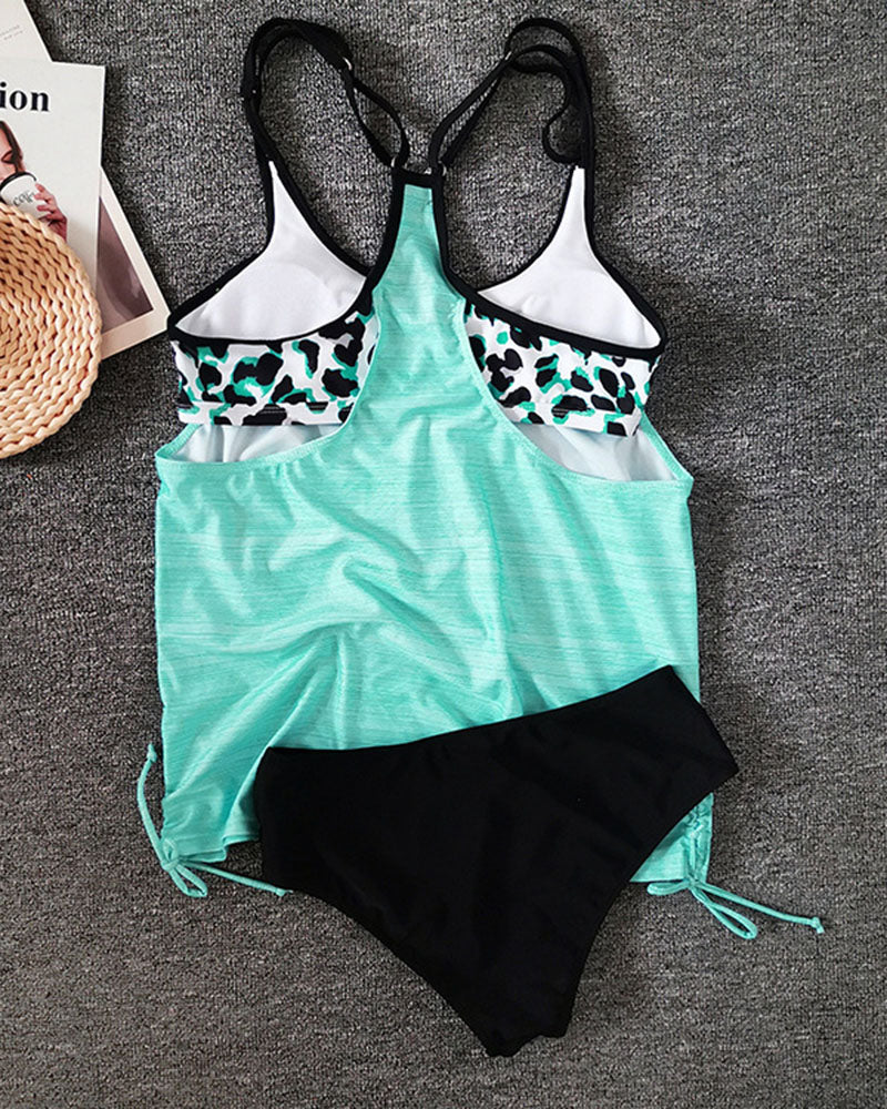Augustus - Einfarbiger Tankini mit Leoparden-Design