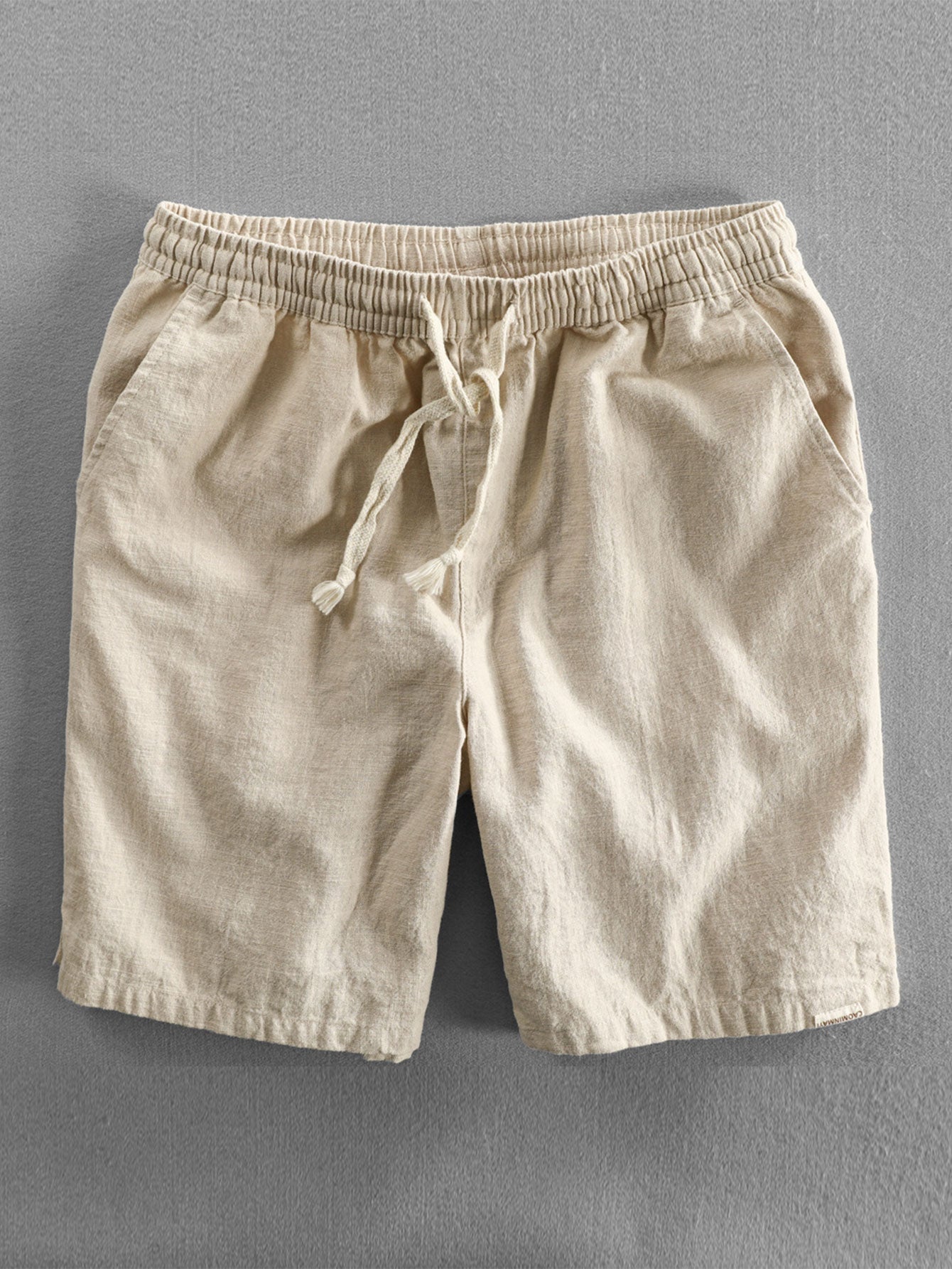 Geometrisches Jacquard Eyelet Cuban Hemd & Shorts aus Leinen-Baumwoll-Mischung