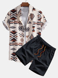 Aztekischer Geometrischer Druck Hemd & Swim Shorts