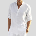 Herren Sommer Stehkragen Henley Hemd