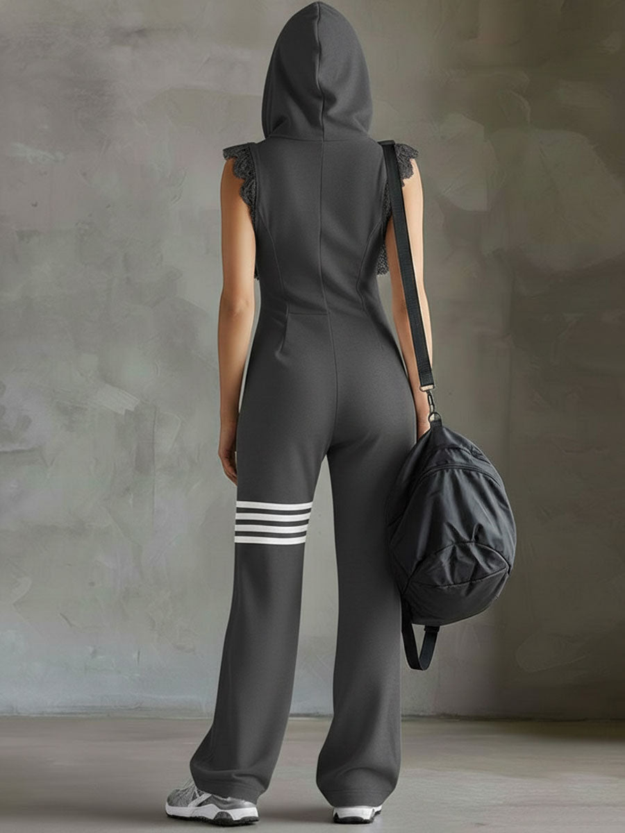 DANIELA / SPORT-RETRO-KAPUZENJACKE MIT STREIFEN