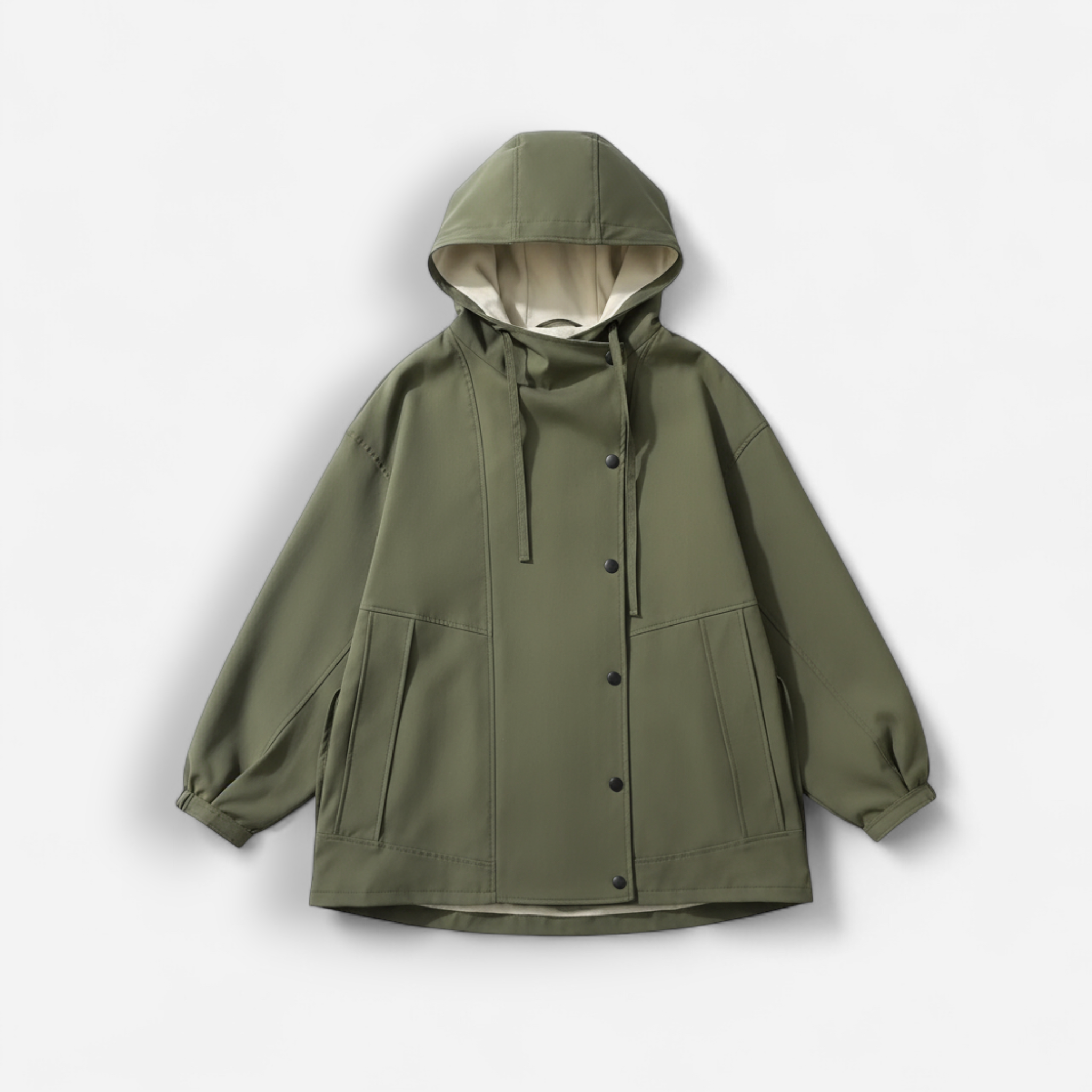 Regenjacke für Damen mit hohem mehrlagigem Kapuzenkragen