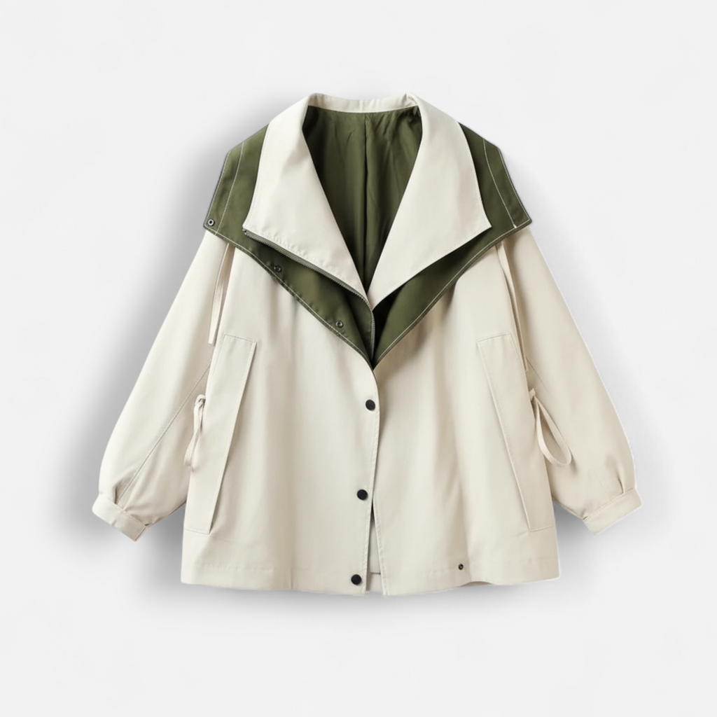 Regenjacke für Damen mit hohem mehrlagigem Kapuzenkragen