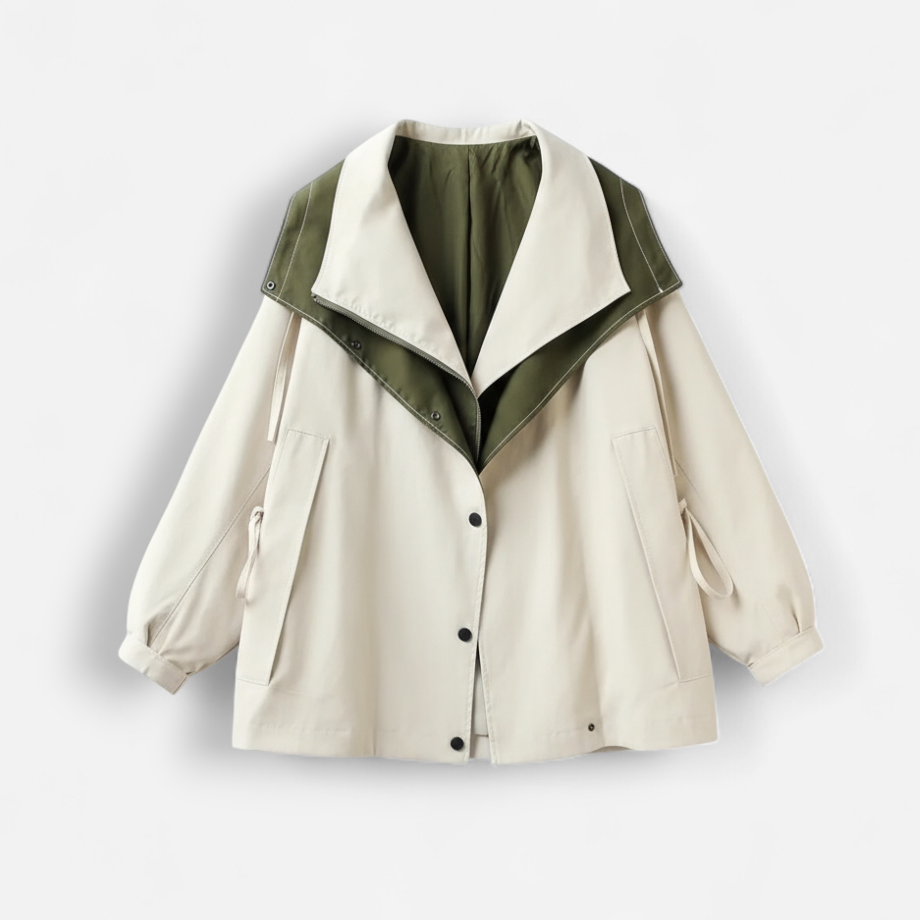 Regenjacke für Damen mit hohem mehrlagigem Kapuzenkragen