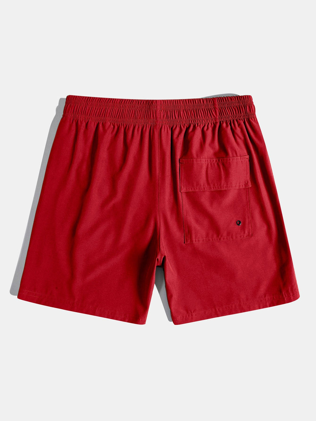 Leinenoptik Baumwollhemd mit rotem Rosen-Print und Knopfleiste & Swim Shorts