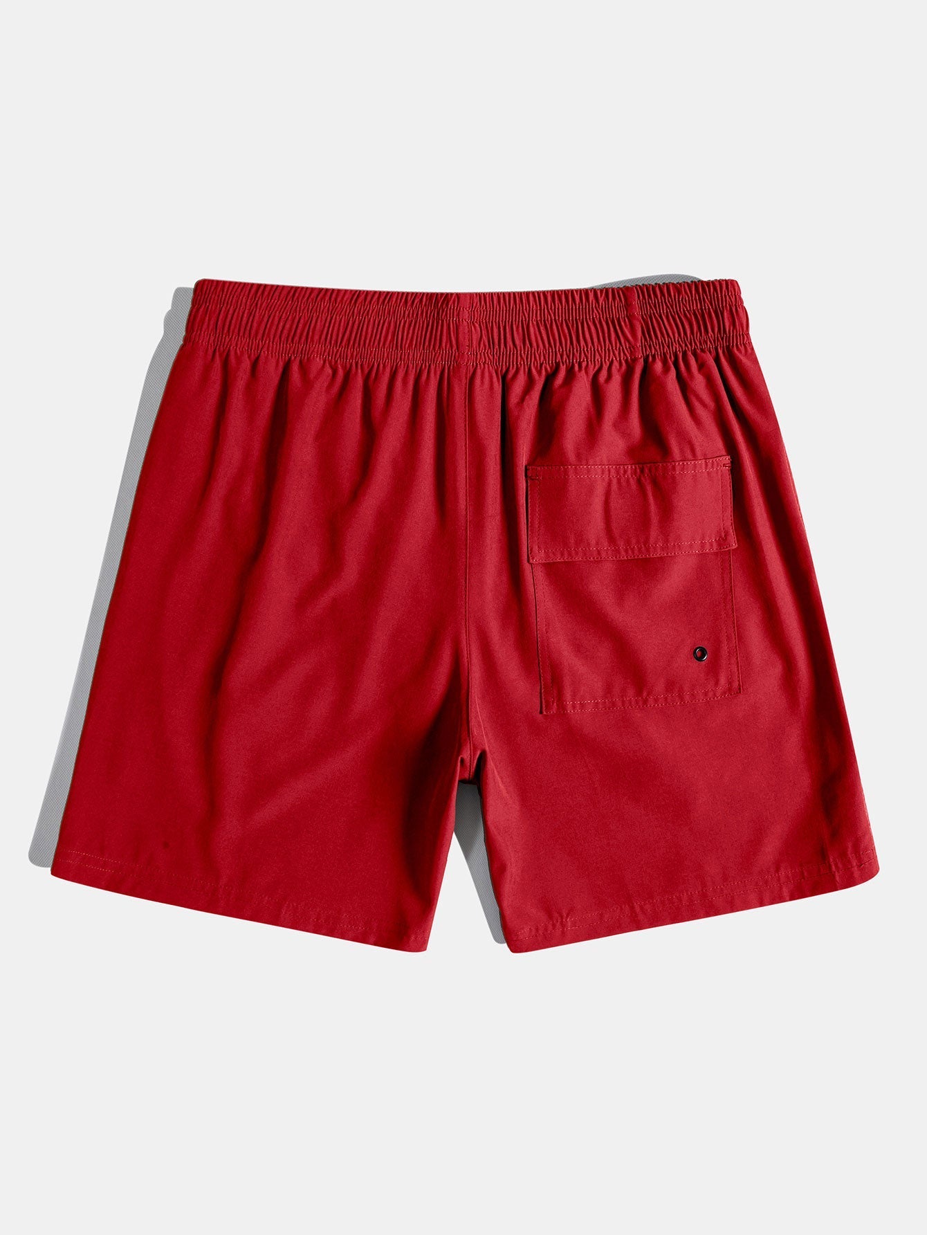 Leinenoptik Baumwollhemd mit rotem Rosen-Print und Knopfleiste & Swim Shorts