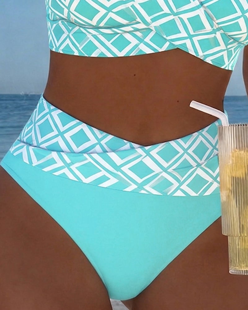 Zweiteiliger Bikini mit BH-Design und Diamantmuster