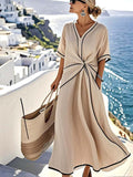 Damen V-ausschnitt Sommerkleid mit lockerem Schnitt