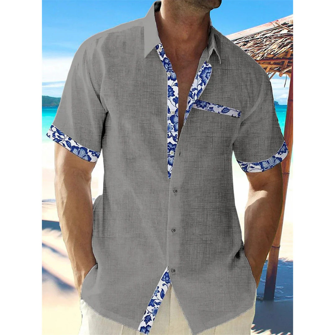Herren Leinen Sommer Kurzarmhemd