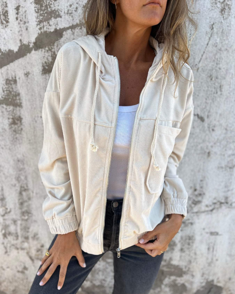 Renate™ | Cord-Kapuzenjacke mit Reißverschluss