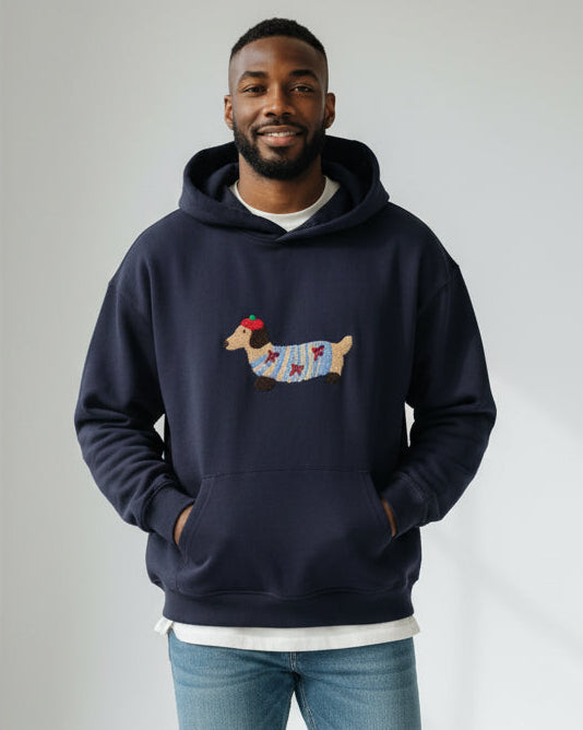 Oversized Hoodie mit auffälligem Hunde-Print für Damen und Herren