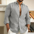 Herren Sommer Langarm Slim Fit Hemd