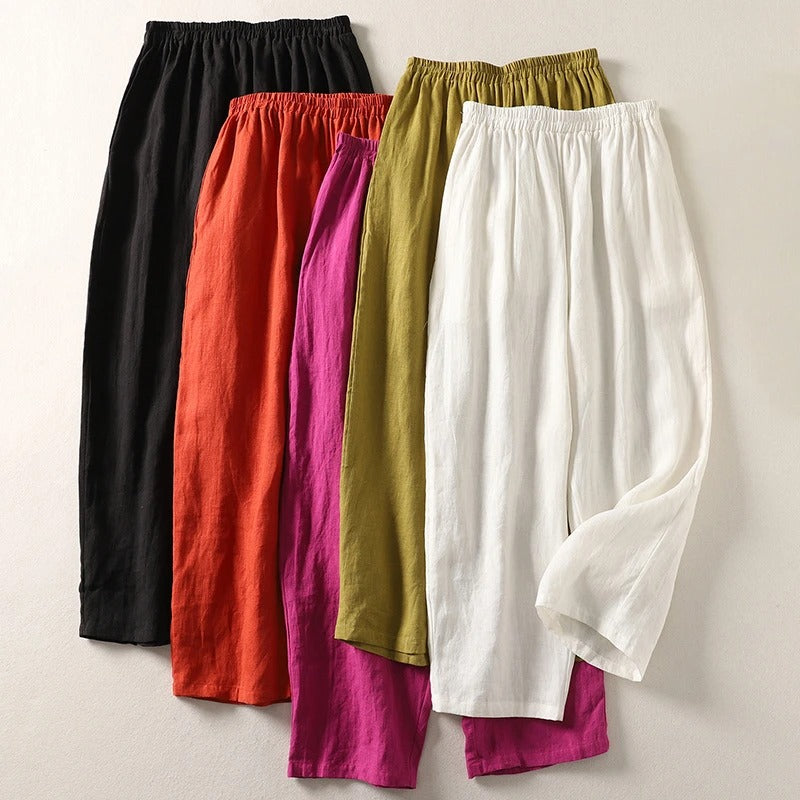 Nia | Fließende Hose aus Baumwolle und Leinen