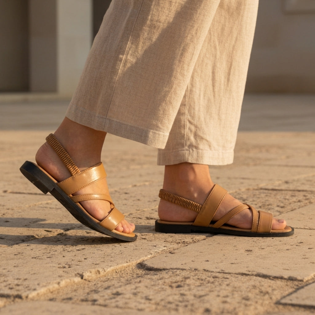 Damen Sommer Mehrriemen Fersenriemen Sandalen