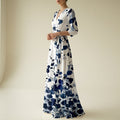 Damen Elegant Wickel Blumenmuster Sommerkleid