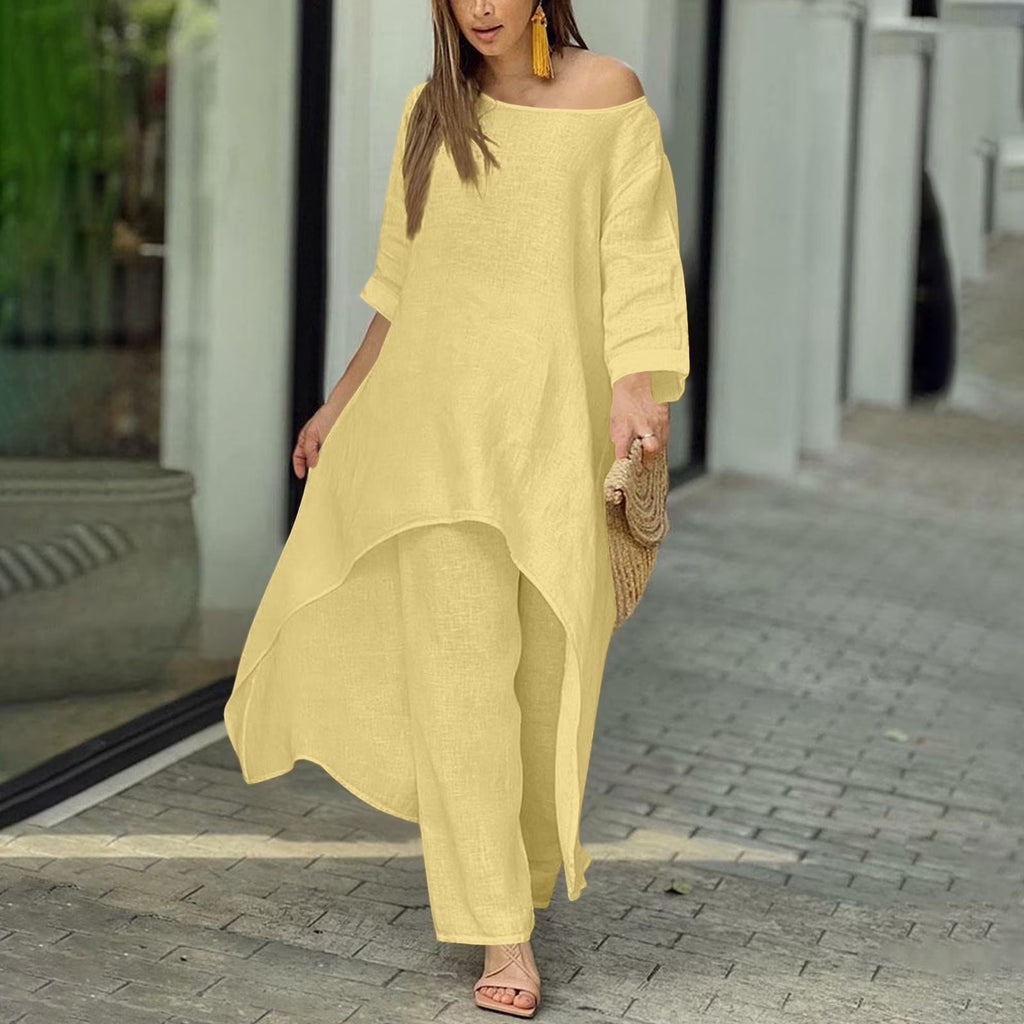 Aspen | Damen Set 2-teilig Longtunika Weite Hose Sommer