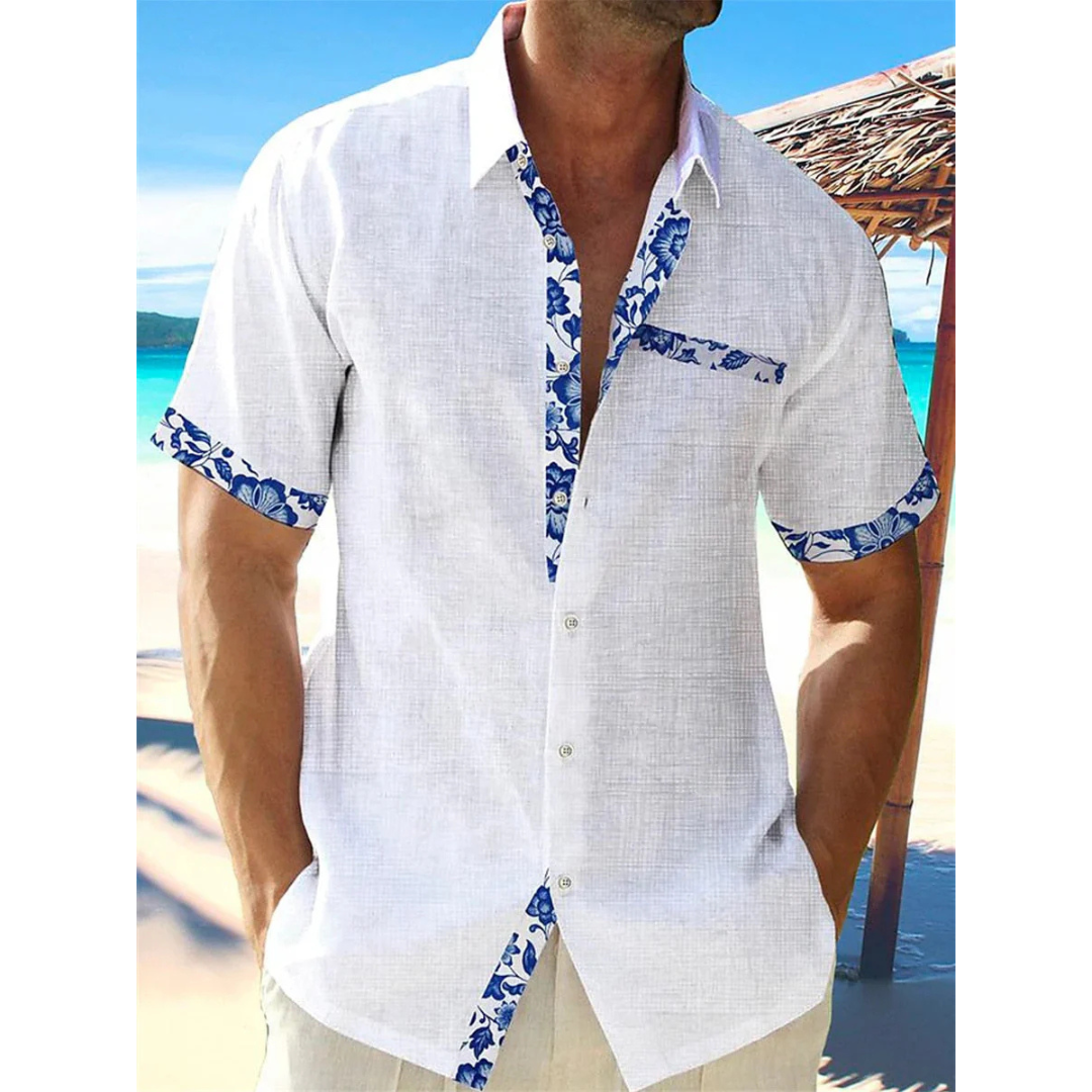 Herren Leinen Sommer Kurzarmhemd