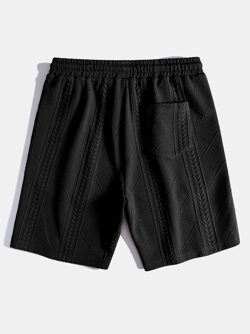 Kurzärmeliges geometrisches Jacquard-T-Shirt mit abgerundetem Saum & Shorts