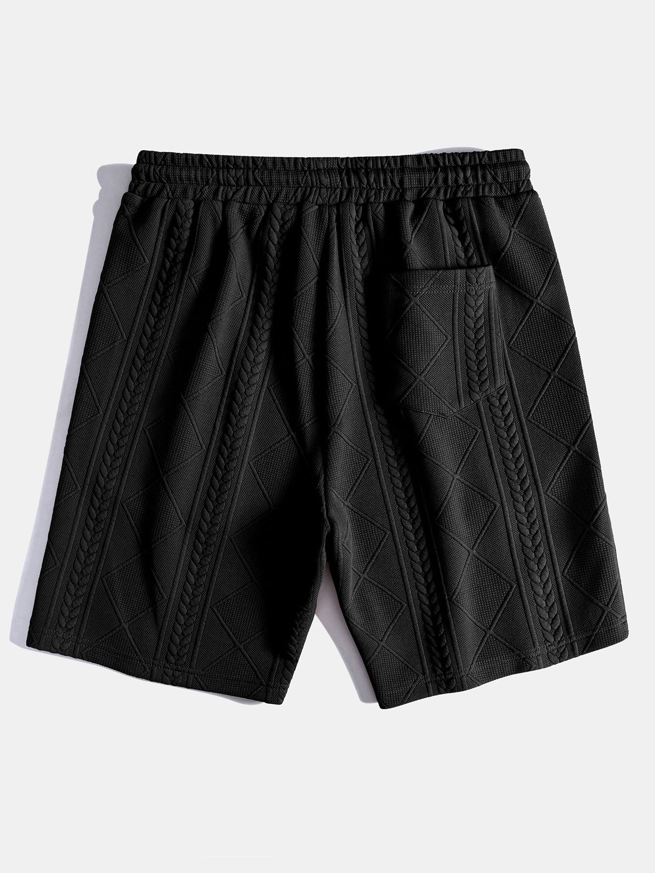 Kurzärmeliges geometrisches Jacquard-T-Shirt mit abgerundetem Saum & Shorts