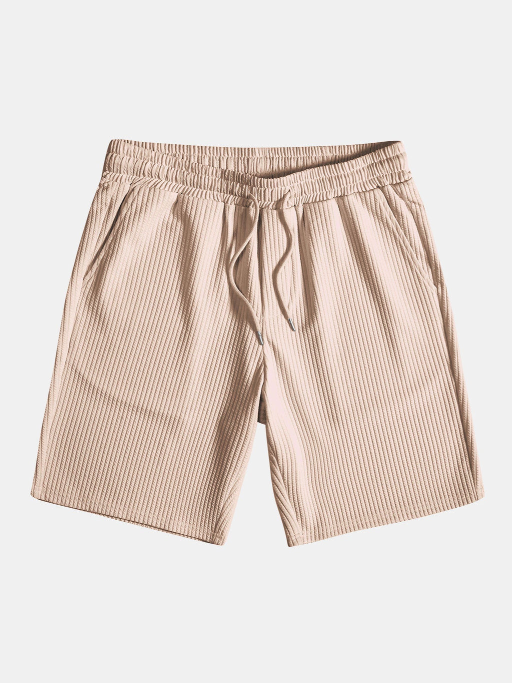 Muscle Fit Geripptes Stehkragen Hemd & Shorts