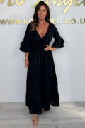 Damen Sommer Rüschenärmel Musselin Kleid