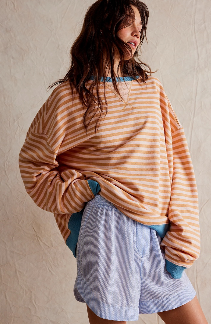 Damen Lässig Rundhals Langarm Shirt Pullover