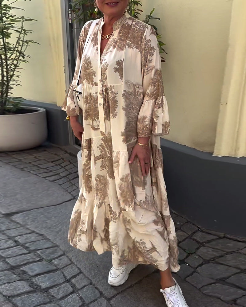 Damen Blumen Gestuft Maxi Sommerkleid