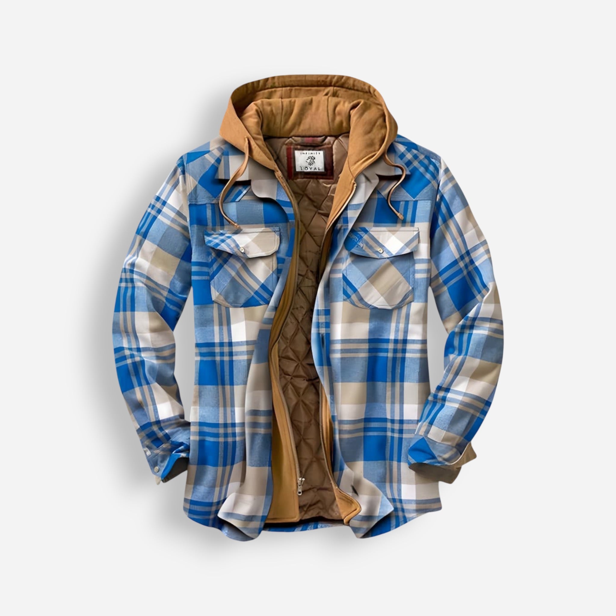 Gefütterte Holzfällerjacke für Herren mit Kapuze