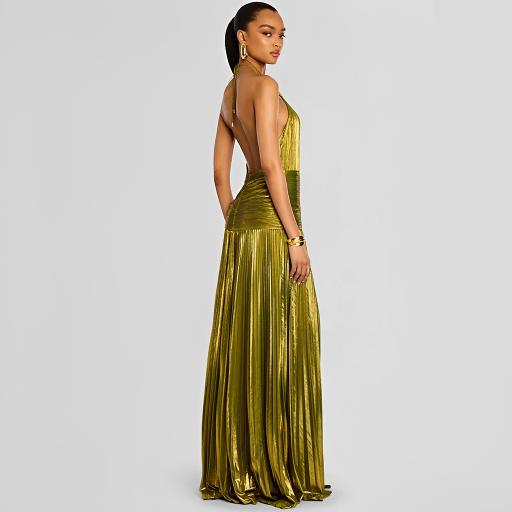 Naira - Elegantes Kleid mit Falten und Schlitz