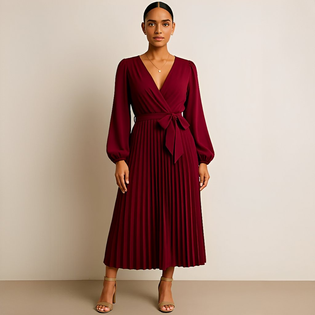 Naomi - Schickes Kleid mit V-Ausschnitt und Falten