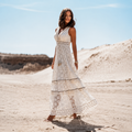 Flossie - Elegantes Maxikleid mit V-Ausschnitt und hoher Taille