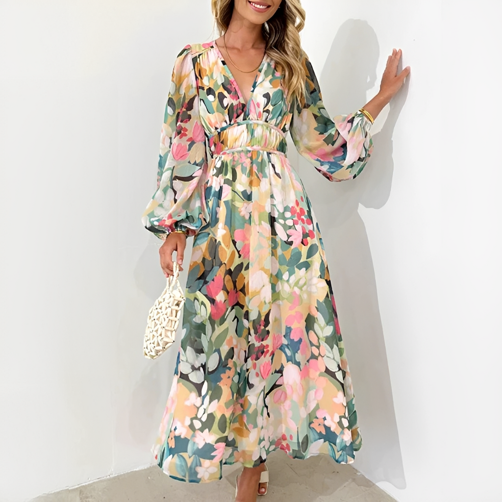 Kiara - Elegantes und Fließendes Langarmkleid