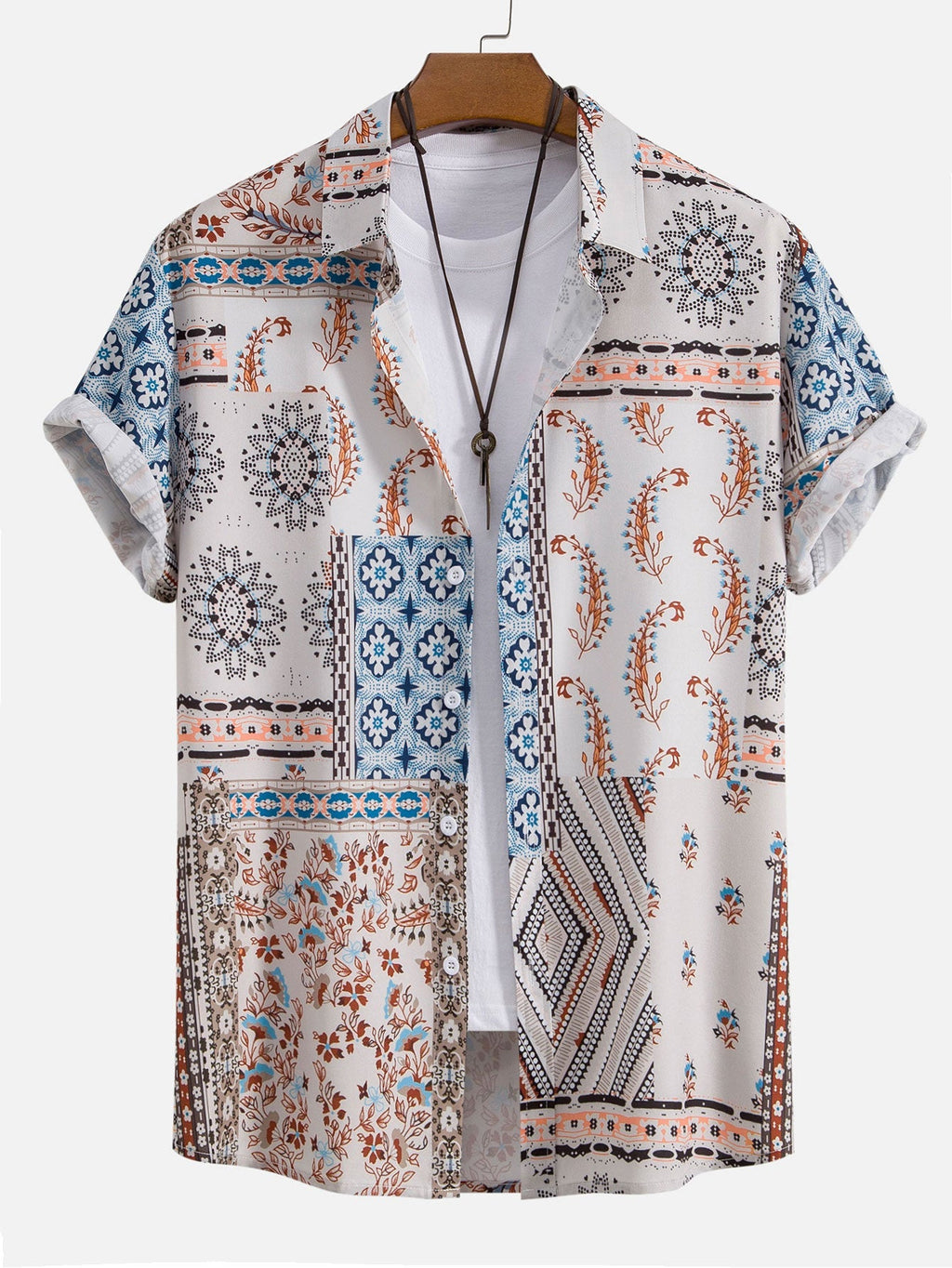 Schal Print Hemden mit Knöpfen & Shorts