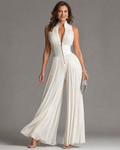 Anna | Plissierter Halter-Neck Weitbeiniger Jumpsuit