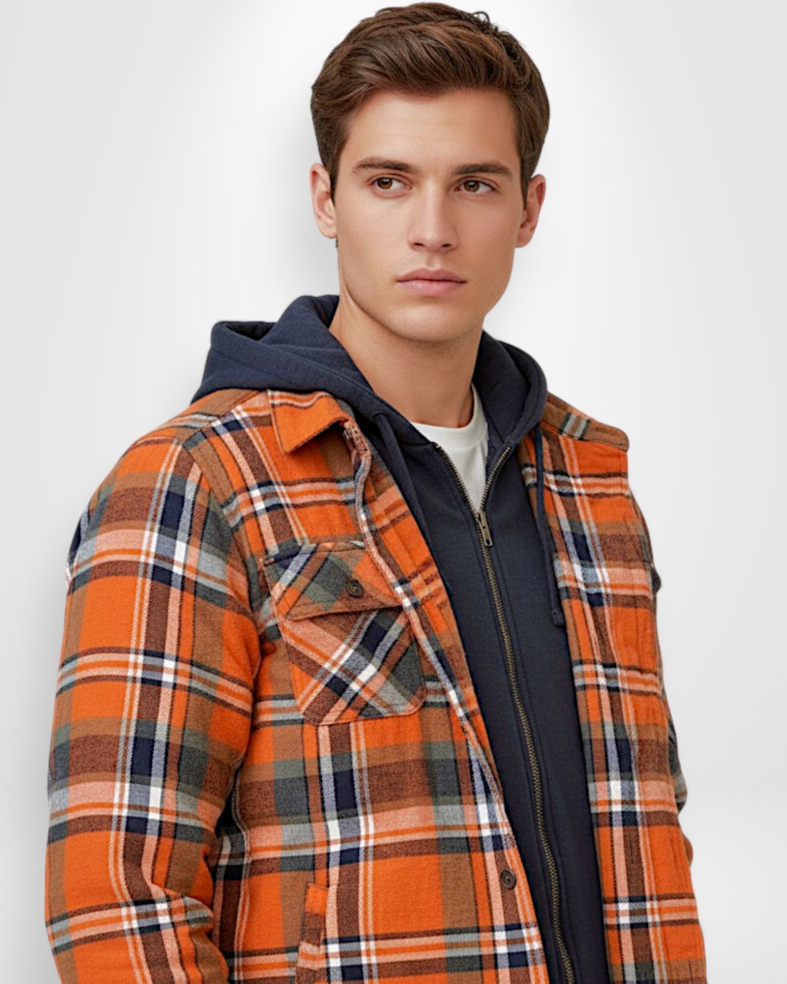Gefütterte Holzfällerjacke für Herren mit Kapuze