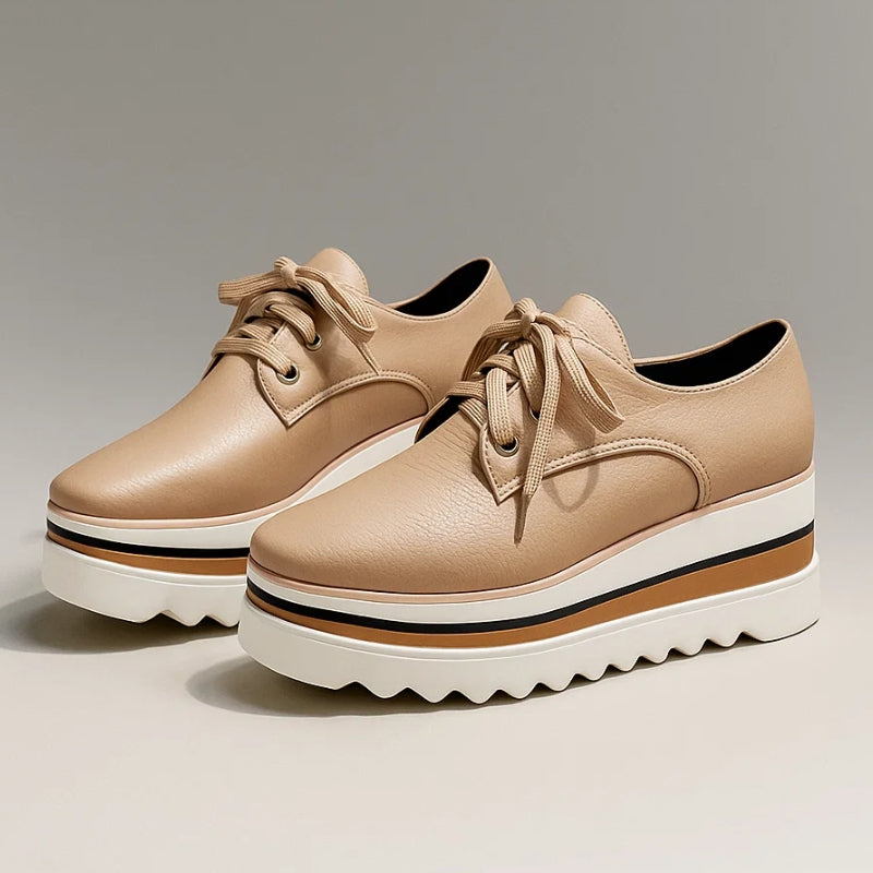 Luna | Damen Plateau Schnürschuhe Oxford Keilabsatz Komfortschuhe