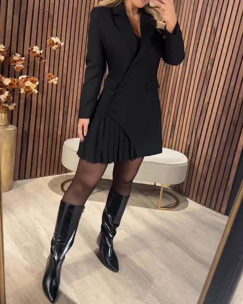SOFIE™ / EINFARBIGES KLEID MIT REVERSKRAGEN UND TAILENSCHNITT