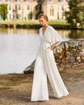 Reva | Damen Jumpsuit Weites Bein V-Ausschnitt Festlich Abendmode