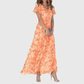 Damen V-Ausschnitt Blumenmuster Sommer Midikleid