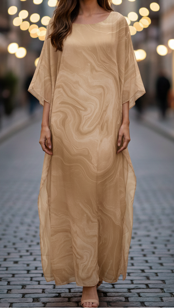 Indra | Damen Chiffon Maxi Kleid Fließend Kaftan Abendkleid